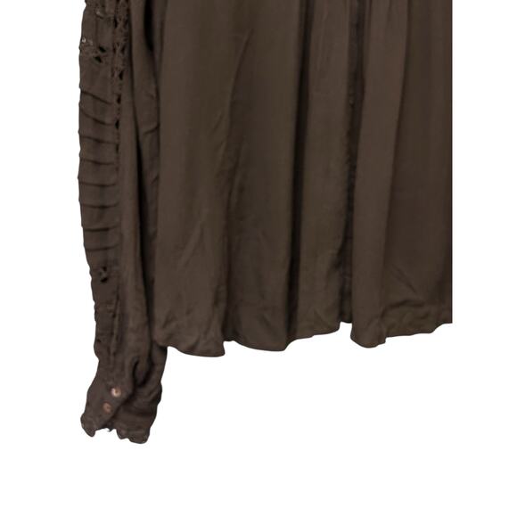 Free People Meet Me Halfway Black Flowy Boho Blouse - Size‎ Small - Picture 7 of 8